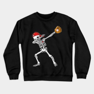 Dabbing Skeleton Baseball Funny Boys Halloween Gift Crewneck Sweatshirt